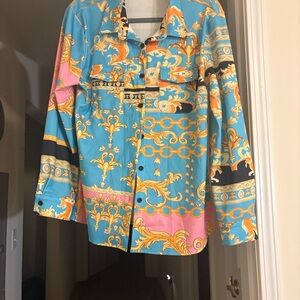 Colorful Baroque Print Blouse